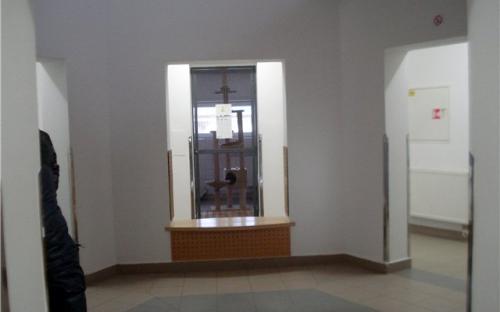 через двор попадаем в центр помещения для кошек